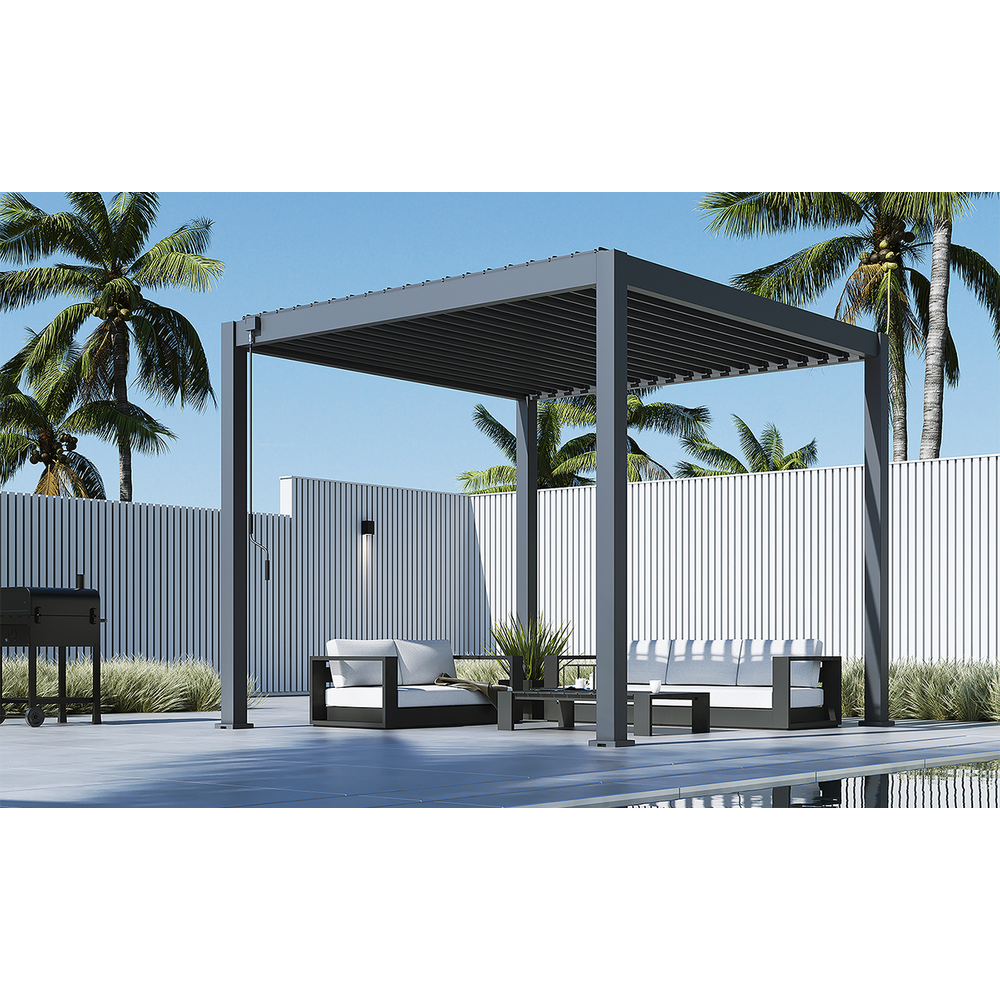 Bioklimatikus pergola, 135°-ig állítható, U Design, 3x3 m