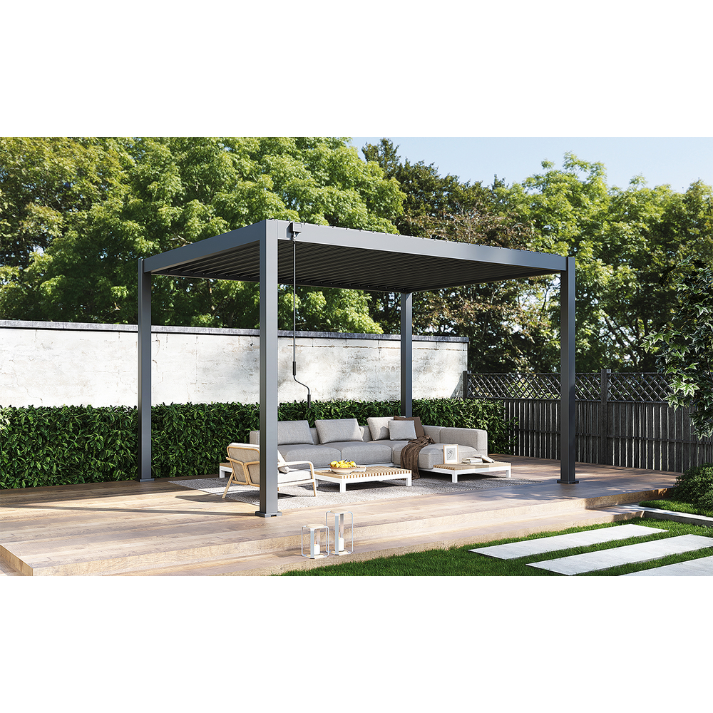 Bioklimatikus pergola, 135°-ig állítható, U Design, 3x4 m