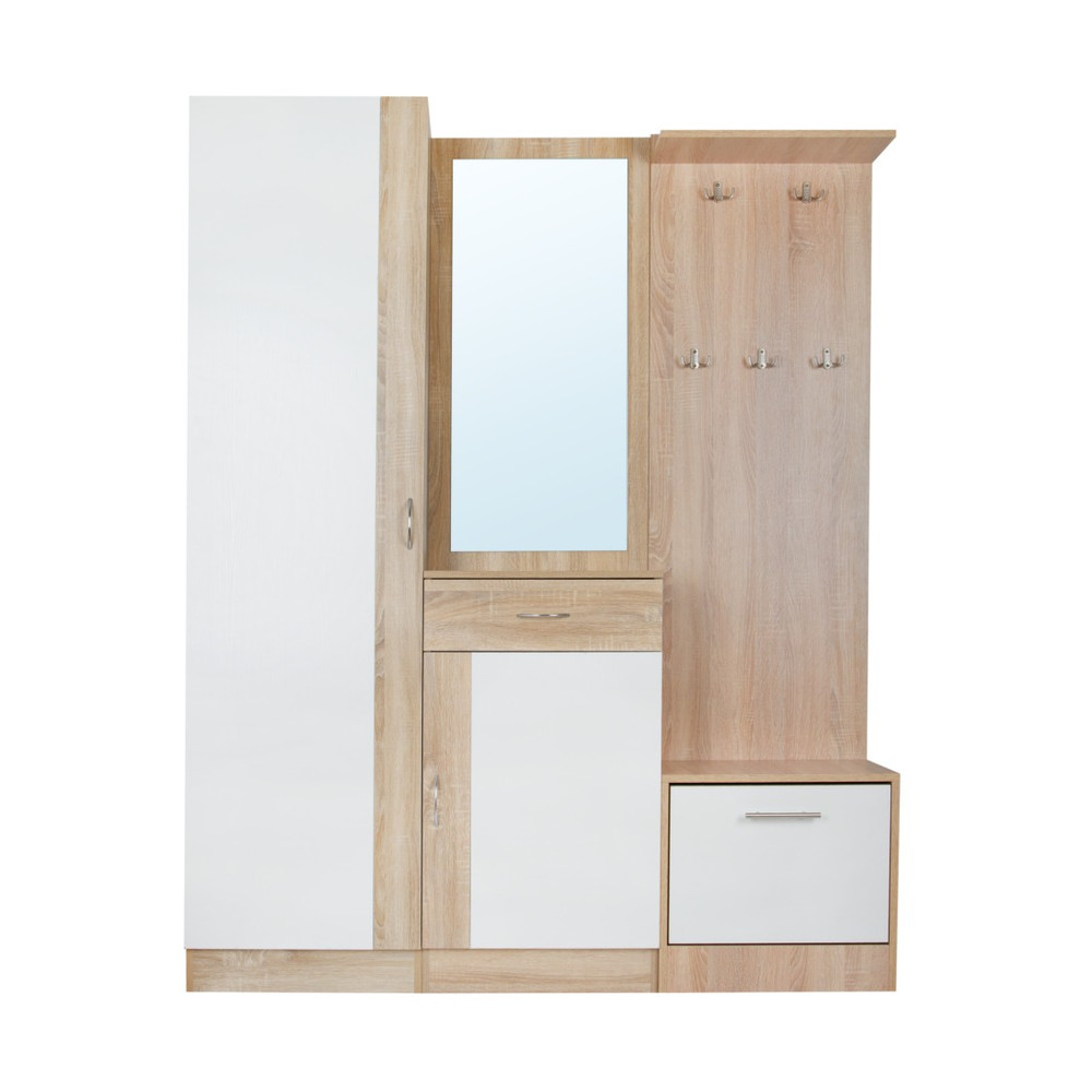 Daniela előszobabútor szett, fehér-fehérített tölgy