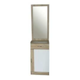 Dézi tükrös szekrény, fehér-fehérített tölgy - Bútorok Webshop