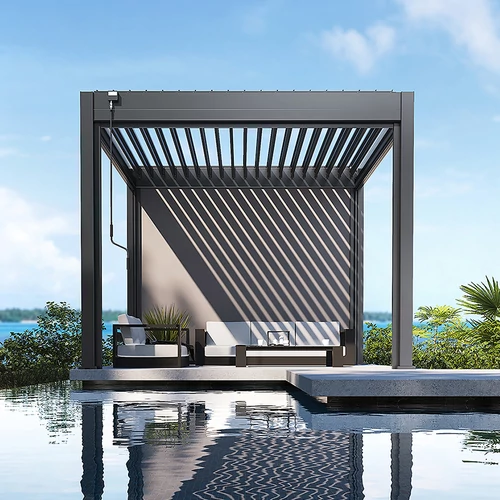 Bioklimatikus pergola, 135°-ig állítható, U Design, 3x3 m - Bútorok Webshop