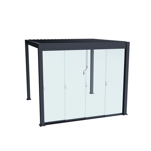 Elhúzható üvegfal szett pergolához, U Design, 4 m - Bútorok Webshop