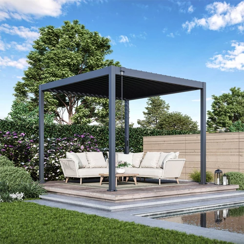 Bioklimatikus pergola acélból, U Design, 3x3 m - Bútorok Webshop