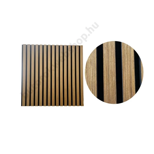 Band lamellás, akusztikus fali panel, 60x60 cm, teak