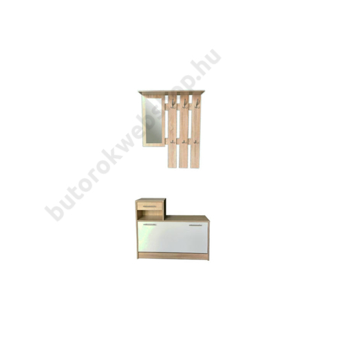 Filio tükrös előszobafal, fehér-fehérített tölgy - Bútorok Webshop